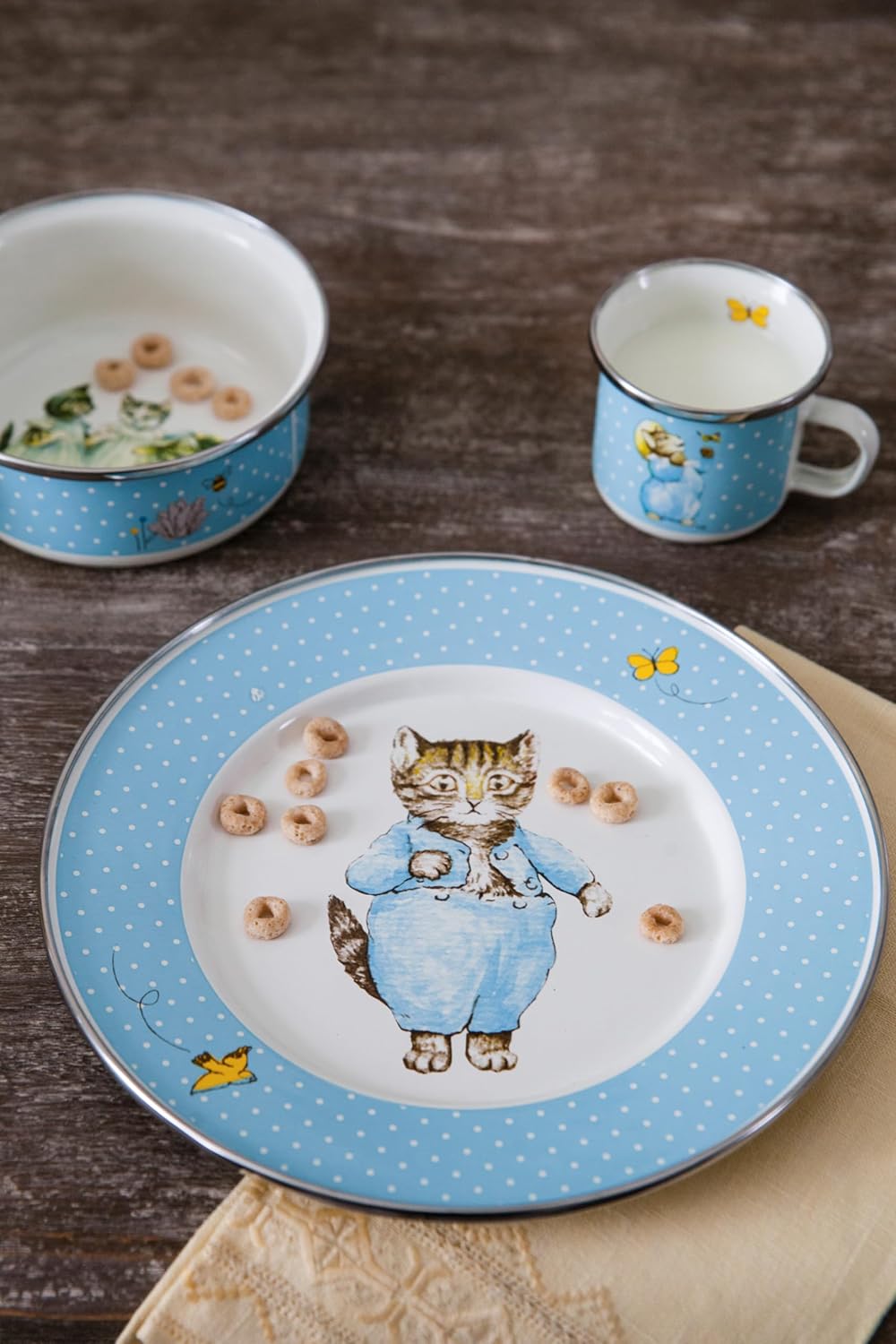 Golden Rabbit Enamelware Child Plates, 8.5 inch, Tom Kitten, Set of 4